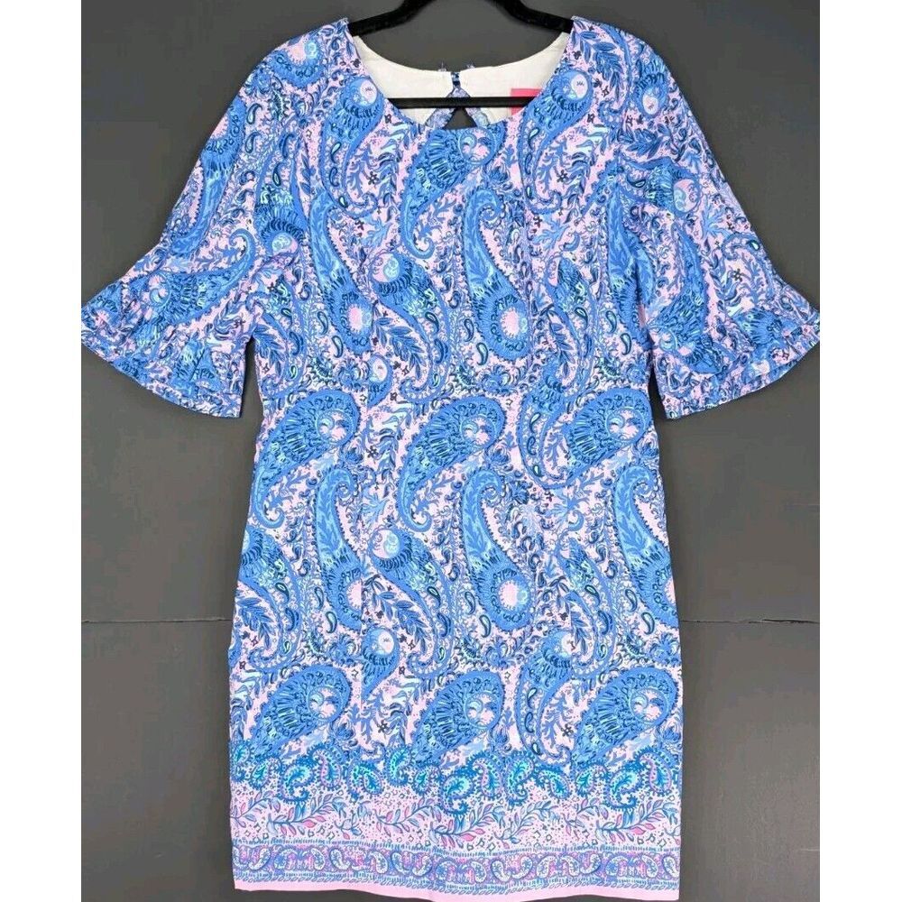 Lilly Pulitzer Long Sleeve Dress in Blue and Pink Paisley